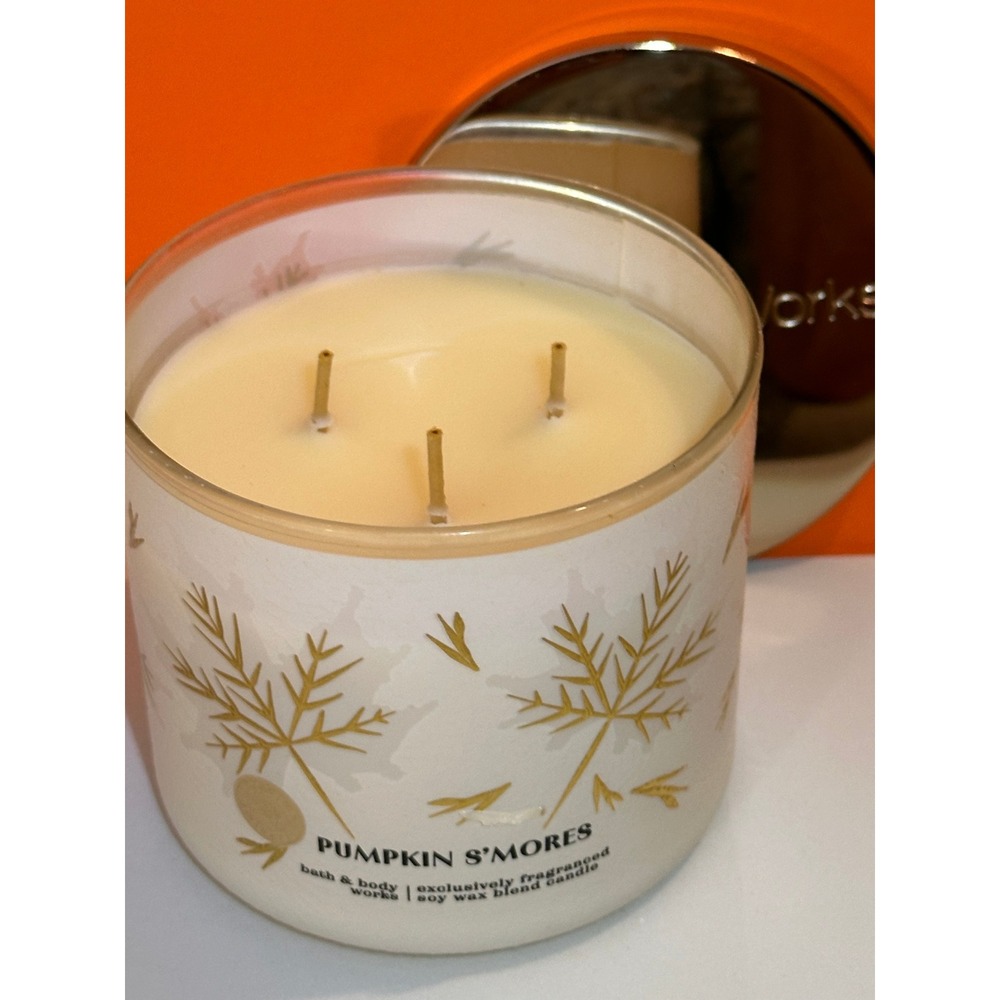 Bath & Body Works Pumpkin Smores 3-Wick Scented Candle 14.5 oz Soy Wax Blend